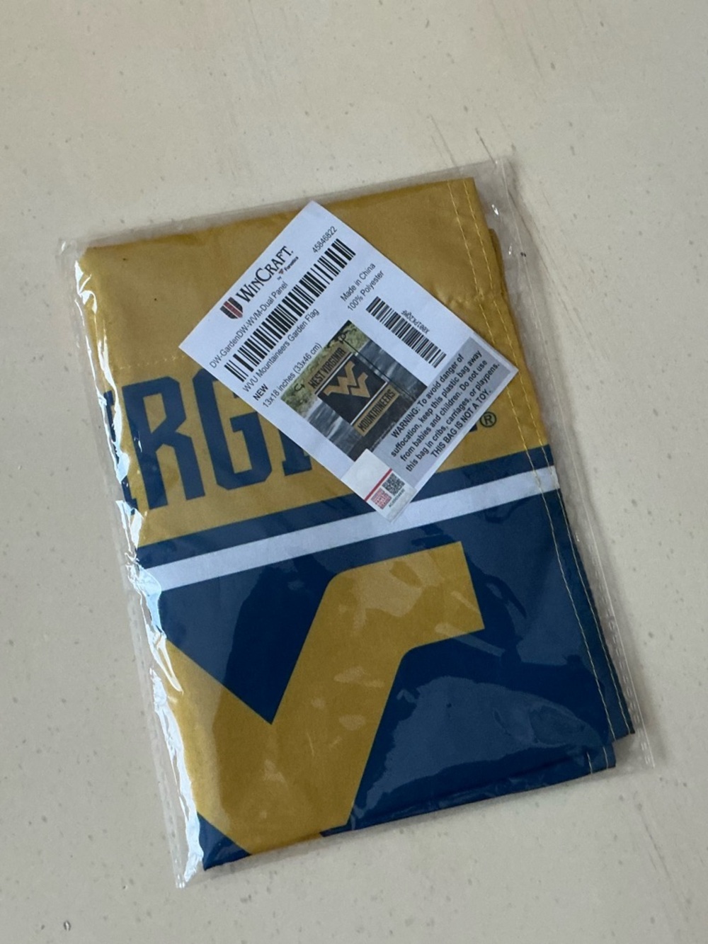 NWT West Virginia University WVU Garden Flag - Picture 2 of 2